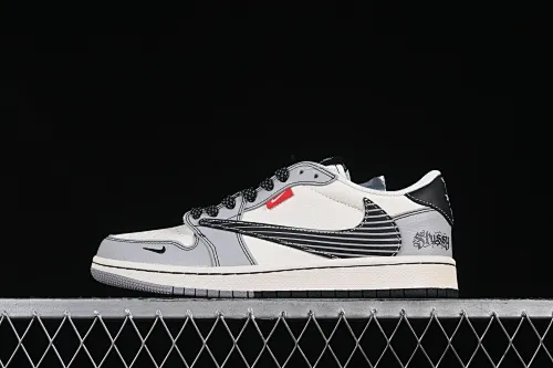 All Categories Air Jordan Jordan Series Basketball Shoes Air Jordan 1 Low High-end Customized Low-top Shoes Travis Scott x Fragment Design x Air Jordan 1 Low OG SP AJ1 Joe 1 Stussi Joint Gray Stripe Line Low-top Cultural Casual Shoes JJ2508-550